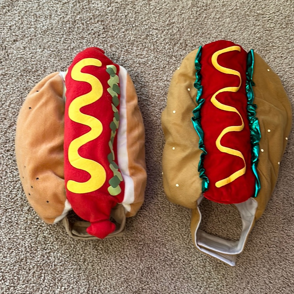 Two hog dog dog costumes.  One size small and one size medium